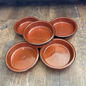 Cermer Terracotta Ramekins Set of 5 Glazed Tapas Dishes Oven Safe 4.5in